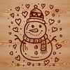 Heartwarming Christmas Snow Scene Vector Image A winter snowman made with love hearts, surrounded by festive atmosphere.