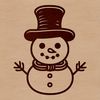 A simple vector illustration of a snowman standing on a winter background with a top hat and scarf.