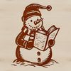 Snowman Reading a Book Silhouette A festive winter character made from snow, holding a book in the cold weather.