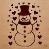 Festive Snowman Illustration with Love Hearts A festive snowman decorated with love hearts, perfect for winter and Christmas illustrations.