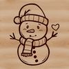 A winter-themed snowman made up of three stacked spheres, designed as vector art.