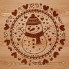 Love Heart Snowman Vector Design A smiling snowman made with bold lines and simple shapes, surrounded by red love hearts.