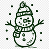 A cartoon snowman made from three stacked spheres of snow with a carrot nose and coal eyes.