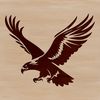 Detailed Bird of Prey Illustration A detailed illustration of a flying bird of prey with sharp talons and wings outstretched.