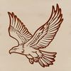 Majestic Flying Eagle Illustration A detailed illustration of a large bird in flight, with outstretched wings and sharp talons.