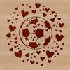 Love Heart Soccer Ball Illustration A stylized illustration of a soccer ball with love hearts scattered around it.