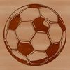 A high-quality digital illustration of a soccer ball with stitched panels and rounded shape.