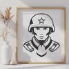 Male Line Art Soldier Illustration A simple line art illustration of a male soldier in uniform, suitable for vector design projects.