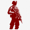 A vector illustration of a male soldier in a military uniform.
