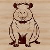 South American Rodent Wildlife Illustration A large rodent native to South America, resembling a giant guinea pig with webbed feet.