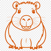 Rodent Portrait Vector Art A close-up illustration of a capybara's face, rendered in vector format with bold lines and simple shapes.