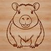 An SVG vector graphic of a capybara, a large semi-aquatic animal native to South America.