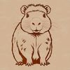 A digital illustration of a large rodent with webbed feet.