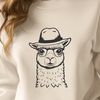Cute Androgynous Alpaca SVG Image An illustration of a friendly alpaca wearing glasses and a hat.
