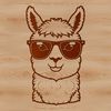 Vector Alpaca Silhouette with Sunglasses A vector illustration of a smiling alpaca wearing sunglasses, suitable for digital crafts and creative projects.