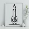 High-Tech Rocket Illustration Illustrated spaceship design with sleek lines and futuristic details.