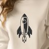 Cosmic Rocket Blast Off A stylized illustration of a rocket ship blasting off into space.