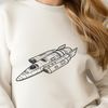 Cosmic Cutter Art A vector illustration of a spaceship in space, suitable for digital cutting machines like Cricut.