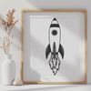 Futuristic Space Vessel in Flight A high-resolution vector illustration of a futuristic spaceship in flight.