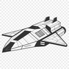 Futuristic Spacecraft Orbiting Earth An illustration of a futuristic spaceship in orbit around the Earth, created as a vector graphic for digital design.