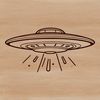 Spacecraft Design Detailed design of a UFO spaceship with metallic and glowing elements.