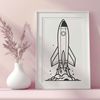 Cosmic Vessel Design A detailed illustration of a spaceship, ready for vector editing in Illustrator or Procreate.