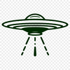 Modern UFO Silhouette A futuristic spaceship with sleek lines and engines in the background.