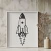 Stellar Cruiser Vector Art Digital artwork of a rocket ship cruising through the cosmos.