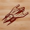 Intergalactic Vehicle Illustration A stylized illustration of a spaceship flying through outer space.