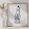 Stellar Starship SVG Design Vector graphic illustration of a futuristic spaceship in space.