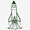 Futuristic Spacecraft in Flight A stylized illustration of a futuristic spaceship in flight through space.