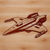 Orbital Spaceship Design A detailed illustration of a spaceship in orbit around a planet, designed as a vector graphic for various applications.