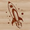 Space Age Cutting Machine Design Vector illustration of a futuristic spaceship in space, suitable for cutting machines like Cricut or laser cutters.