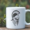 Detailed Spartan Helmet Design A highly detailed illustration of a Spartan warrior in traditional armor, including a distinctive helmet.