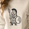 Vintage Warrior Clip Art SVG A detailed illustration of a ancient Greek warrior in armor, suitable for use as clip art or vector design.