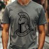 Classic Helmet Design SVG A stylized illustration of a classic Greek warrior in armor, wearing a distinctive helmet.