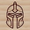 Ancient Greek warrior in full armor with distinctive helmet, suitable for vector designs and cutting machines.