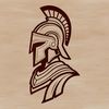 Helmeted Hero SVG Vector Art A detailed illustration of a warrior wearing ancient Greek armor, including a distinctive helmet.