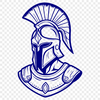 Traditional Greek Warrior Illustration A 2D illustration of a Spartan warrior wearing a traditional Greek helmet.