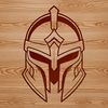 Vintage Spartan Armor Illustration A traditional Greek warrior in full armor, depicted with detailed helmet and shield.