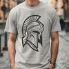 Helmeted Spartan Vector Art Design A vector illustration of a fierce warrior from ancient Greece wearing a distinctive helmet.
