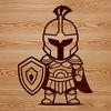Detailed Spartan Armor Design A detailed illustration of a Spartan warrior in ancient Greek armor.