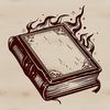 A mystical illustration of a witch's spell book and magical tools, suitable for use in Halloween-themed designs.