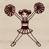 A young girl in a sport uniform and pom-poms, posing with confidence, ideal for creating custom designs or stencils.