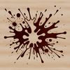 A colorful splat shape with irregular edges and texture.