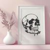 Gothic Drip Art Design A dripping skull illustration suitable for Halloween decorations and gothic designs.