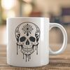 Hand-Drawn Dripping Skull Design A hand-drawn vector illustration of a dripping skull with gothic design elements.