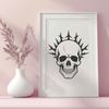 Gothic Skull Vector Design A darkened skull design with intricate details, suitable for vector graphics.