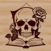 Free Gothic Design Element A stylized Gothic-style skull with ornate details, suitable for Halloween decorations or designs.