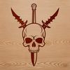 Free Halloween Clip Art Skull A detailed illustration of a skull with a Gothic-inspired design, suitable for crafting and DIY projects.